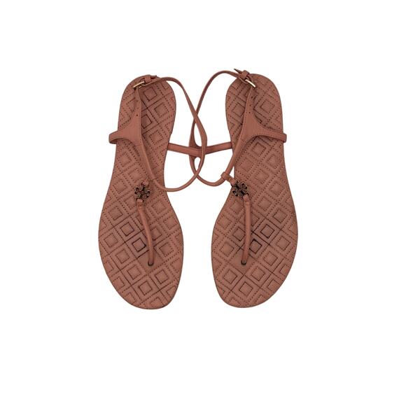 Tory Burch Women's Quilted Marion Tan Sandals 6 - Picture 2 of 6